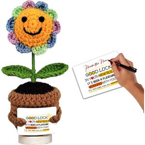 2 x Inspirational Gifts for Men and Women - Hand Made Sunflower Crochet on The Front - Christmas, Birthday and Thank-You Gifts for Colleagues, Sisters, Friends, Teachers and Family (Sunflower-4)