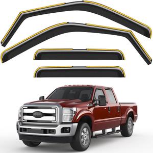 in-Channel Window Rain Guards Fit for 1999-2016 Ford F250-F550 SuperCrew, Extra Durable Window Visors Window Deflectors Vent Visors Vent Shades Car Accessories-4 pcs