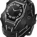 VIQIV Leather Band Compatible with Samsung Galaxy Watch 7/6/5/4/FE Active 2 40mm 44mm/Watch 4 6 Classic 43mm 47mm 42mm 46mm/Watch 5 Pro 45mm Bands Men, Two-Tone Gothic Biker Sport Leather Strap Women, Blac