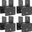 6x6 Post Anchor Connector (4 Pack), Stainless Steel Post Caps Tie Bracket for 6x6 and 4x6 Wood Posts, Beam Anchor Connector, Post Base Bracket for Supporting Wood Beams, Black