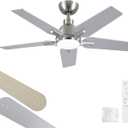 42 Inch Ceiling Fans with Lights, Brushed Nickel Ceiling Fan with Remote, Modern Ceiling Fan for Bedroom, Living Room, Dining Room, Patio, 3CCT Dimmable 6 Speeds DC Quiet
