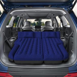 Inflatable SUV Air Mattress Bed Car Mattress for SUV, Double-Sided Flocking Travel Camping Bed Car Air Mattress, Car Sleeping Mattress Bed for Universal SUV with Air Pump & 2 Pillows (Navy)