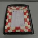 Handicrafts Home 4 by 6 Picture Frame, Red White Handmade Scallop pattern Bone inlay Photo Frame for Wall & Tabletop, Farmhouse Vintage Home Decor, Gallery Wall & Desk Decor, Family Picture Frame