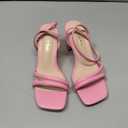 Shoe'N Tale Strappy Heels for Women Square Toe Chunky Block Heels Ankle Buckle Heeled Sandals size 6 (Pink, M)