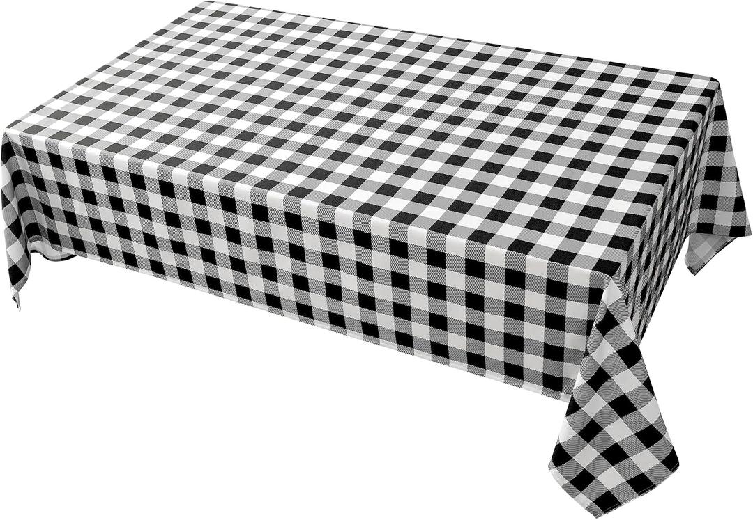 Classic Gingham Plaid Tablecloth Fabric - Rectangular 58x102 Inch Water Resistant Checked Table Cloth for Indoor/Outdoor Use - Table Cover for Kitchen, Picnics, Gardens, and Parties