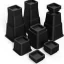 MYMULIKE Bed Risers Heavy Duty, 12 Inch Adjustable Furniture Risers, Elevation in Heights 3,4,5,6,7,8,9,10,11,12 Inch for Couch, Bed, Chair, Sofa, Desk, Dorm Bed Risers, Set of 4, Black
