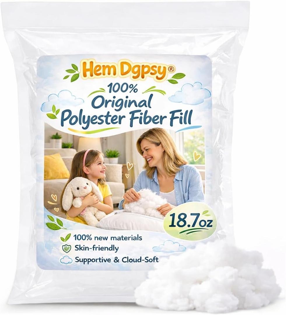 Polyfill Stuffing Fiber Fill 18.7oz/1.17lbs, White Original Polyester Fiber Pillow Stuffing for Crochet Toys, Pillow, Cushion, Couch, Stuffed Animals, Crafts, Cloud Decor, Machine Washable