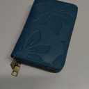 GOIACII Women's Wallet Double Zip Around Credit Card Holder Ladies Wallet Rfid Blocking Wristlet Purse Medium Size Leather Teal