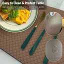 Placemats Set of 6 Woven Faux Leather Place Mats for Kitchen Dining Table Washable Wipeable Heat Resistant Placemats Waterproof Pads for Indoor & Outdoor (Flaxen)