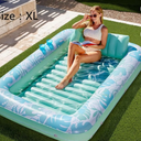 SLOOSH Inflatable Tanning Pool Lounger Float,72" x 38" Daybed Pool Floats Adults with Cup Holders, Adjustable Backrest Tanning Pool Lounger Chair, Floaties Rafts (Cyan)
