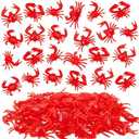 Lewtemi 50 Pcs Mini Red Crab/Crawfish Toy Soft TPR Rubber Fake Crab Models Lifelike Crawfish Decorations for Early Education Teaching Aids, Food Models, Pendants, Party Shooting Props
