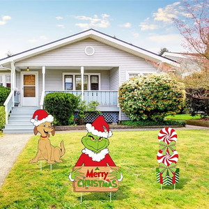 Grinch Christmas Yard Decorations 3PCS Signs&Stake,Xmas Decor Lawn Garden