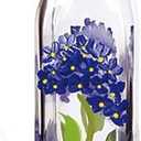 Grant Howard Hand Painted Square Cruet with Pourer, Blue Hydrangeas, 16 oz., Blue