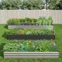 2PCS 9x3x1ft Galvanized Raised Garden Bed Kit, Metal Planter Box for Vegetables, Flowers, Herbs Durable Rust-Resistant Patio Gardening Beds, Black