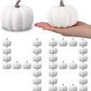 Liliful 60 Pack 4 Inch Fall Harvest White Artificial Pumpkins Crafts Rustic Decorative Pumpkin Foam Pumpkins Decoration for Halloween Thanksgiving Wedding Dining Table Centerpiece Decorating