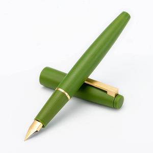 Schmidt Jinhao 80 Brushed Carbon Fiber Fountain Pen with Ink Converter, Iridium Fine Nib Writing Pen (green-Golden Clip)