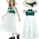 Xtinmee Halloween Rococo Costume Dress with Hat for Little Girls, Victorian Ball Gown Vintage Dress for Cosplay Party (M)