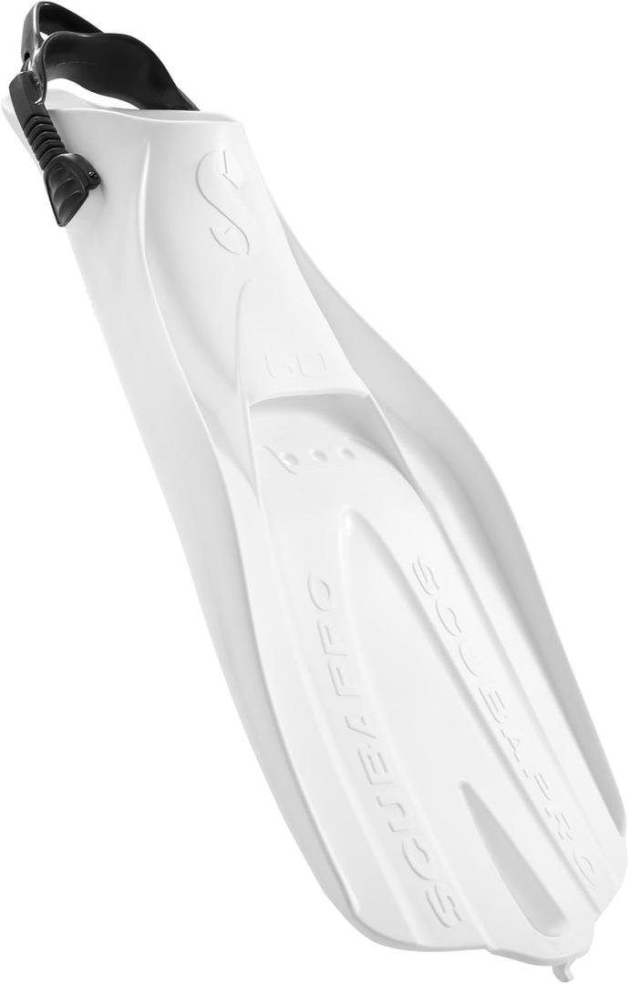 SCUBAPRO GO Travel Scuba Diving Fin for Snorkeling and Swimming, Open Heel Strap  White, X-Small-Small