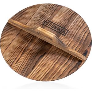 YOSUKATA Premium Wok Cover 14" for Wok 14" - Wooden lid for Frying Pan - Ergonomic Handle - Condensate-free - Durable Accessories for Carbon Steel - Cast Iron - Stainless Steel & Aluminum Woks