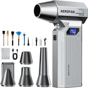 Compressed Air Duster - 160,000RPM Electronic Air Duster with LED Light, 4-Gear Adjustable Mini Turbo Fan Duster, Rechargeable Cordless Air Blower Gun for PC/Keyboard/Car/Home/Outdoor