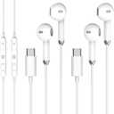 USBC Headphones for iPhone 17 16 15for Apple Headphones Wired with Microphone & Remote Control [Clear Call], Wired Ear Buds USB C HiFi Bass Earphones for Samsung S25 S24 Ultra,ipad,Pixel 9 [2 Pack]