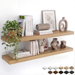 Oak Floating Shelves Set of 235.43in Wall Mounted Display Ledge Shelves for Bedroom, Bathroom, Living Room and Kitchen Decoration Storage