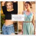 JASGOOD 4 Pack Skinny Women Leather Belt for Dresses Thin Waist Belt for Jeans Pants with Gold Buckle (A-black+brown+navy Blue+beige)