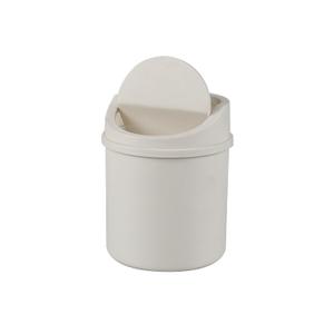 0.5 Gallon Plastic Mini Desktop Trash Can, Tiny Waste Bin with Swing-Top Lid, White