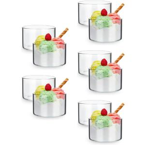 Angoily Transparent Yogurt Cups 10 Pack 3.14X3.14X9.25 Inch Multi-Function Glass Dessert Bowls for Pudding Ice Cream Parties Weddings Home Dining
