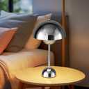COSYLUX Modern Small Table Lamp for Bedroom, Cute Dome Shade Reflecting Light Reading Lamp for Living Room, Kid's Room, Study, Office, Beside Bedside Nightstand Desk Lamp(Chrome)