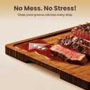 SMIRLY Wood Cutting Boards for Kitchen Wooden Chopping Board Set Reversible with Deep Juice Grooves Grip Handles, Large Charcuterie Tray, New Apartment Essentials, Carbonized Bamboo, 3Pcs with Holder