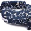My Brest Friend Original Nursing Pillow Enhanced Ergonomics Essential Breastfeeding Pillow Support For Mom & Baby W/ Convenient Side Pocket, Double Straps & Slipcover, Navy Bluebells