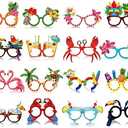 Vinsot 32 Pack Beach Pool Party Eyeglasses Decor Summer Luau Paper Glasses Bulk Hawaiian Sunglasses Frame Tropical Pool Props Photo Booth Props for Luau Beach Party Favors Birthday Supplies Decor