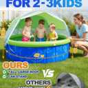 Foldable Kiddie Pool with Canopy and 20 Ocean Balls: 47in for Baby Toddler Kids- Summer Water Play Pool with Sprinkler and Shade - Portable for Outdoor Backyard Beach (Blue and Green)