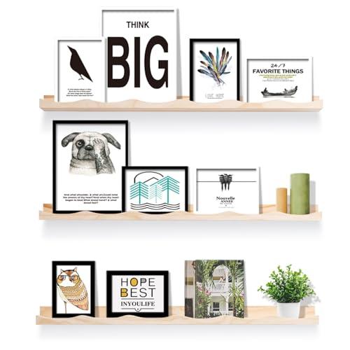 AZSKY Floating Bookshelf for Kids, Floating Shelves for Wall, Cloud Picture Ledge Shelf Natural, 35.4 Inches Nursery Book Shelves Set 3, Baby Book Shelf for Baby & Toddler Room Decor