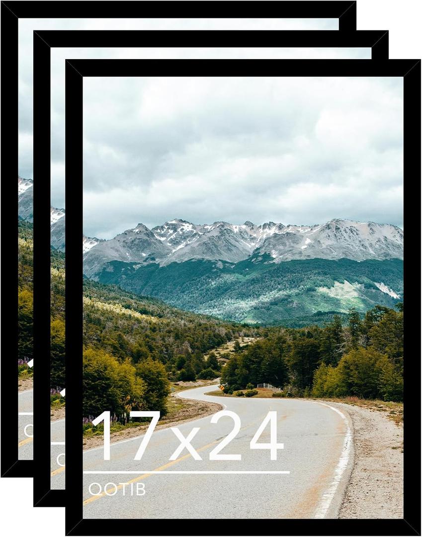 Wood 17x24 Picture Frame Black for Wall Hanging, 17 x 24 Frame Photo Frame for Wall Horizontally or Vertically, Black, 3 Pack Wood 17x24 Picture Frame Black for Wall Hanging, 17 x 24 Frame Photo Frame for Wall Horizontally or Vertically, Black, 3 Pack