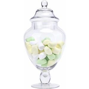Glass Apothecary Jars with Lid, Clear Glass Candy Jar for Candy Buffet, Decorative Glass Jar for Party, Wedding and Home Decor, Classic Glass Candy Canister (Height: 12.6", Diameter: 6.5")