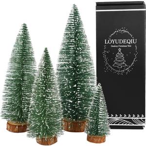 Desktop Miniature Pine Tree Tabletop Christmas Tree Small Pine Tree Decor Christmas Tree Toppers (Green 4pcs)