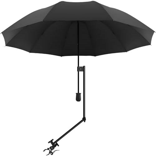 XLINGZA UPF 50+ Beach Umbrella with Adjustable Universal Clamp, Manual