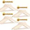 Industrial Golden Pipe Clothing Rack 8 Inch, 4 Pcs Gold Pipe Shelf Brackets, Wall Mounted Clothes Rack, Heavy Duty Vintage Metal Garment Bracket for Wardrobe Clothes Display