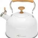 Tea Kettle, 304 Stainless Steel Whistling Tea Kettle,2.5 Quart/2.4L Stovetop Tea pot for Induction & Gas Stove with Ergonomic Folding Handle, Loud Whistle for Tea, Coffee, Milk - Milk White