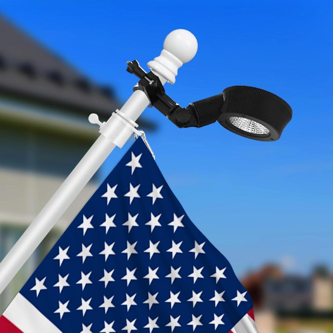 Solar Flag Pole Light,Fit 1-1.2 Inch Diameter 5ft 6ft Flagpole Bright White 6000k,Solar Powered Lighting Up to 12 Hrs Flag Pole Solar Light Outdoor Waterproof Led American Flags Decor