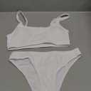 High Waisted Bikini for Women Tummy Control Bottoms Push Up Crop Top Swimsuit 2 Piece High Cut Teens Girls Bathing Suits (Medium, White Sports Bikini)