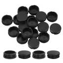 PATIKIL 2 Inch Plastic Tubing End Caps, 20 Pcs Round Hole Plug Insert for Round Iron Pipe Chair Leg Table Bookshelves Patio Furniture, Black
