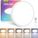 Flush Mount 12 Inch LED Ceiling Light Fixture, 24W Super Slim Ceiling Lamp with Remote, 2400LM Dimmable Brightness, 2700K-6500K Adjustable Color Temperature, for Bedroom Living Room Kitchen Office