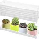 6 PCS Plastic Plant Tray Saucer, Rectangular Window Sill Plant Tray for Indoors Outdoor Flower Pots for Window Shelf, Clear Thick Plastic Plant Trays for Succulent Pot Planter, Square Plant Saucers (White)