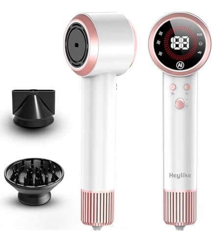 Hair Dryer, AI Smart 160000 RPM HighSpeed Brushless Motor Plasma Ion AI Blow Dryer with Diffuser for Fast Drying, Professonal 4Temp/3Speed ThermoControl Lightweight AI Hairdryer for Women Men Travel