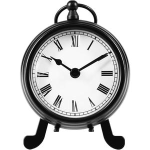 BESTIME AM-07 Black Metal Desk Clock.Small and Exquisite,Easy Read White Dial Black Numerals,Indoor,Elegant,Classy Style,Office,Living,Kitchen,Bedroom,Children's Room.