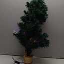 Pre-lit Mini Christmas Tree, Tabletop Artificial Fiber Optic Christmas Trees with Gold Base -24 Inch  (Green)