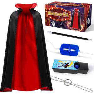 PATIFEED Magic Kit, Magician Costume Set with Cloak Cape, Christmas Halloween Dress Up & Pretend Play Magic Tricks for Kids Ages 6 7 8 9 10 11 12
